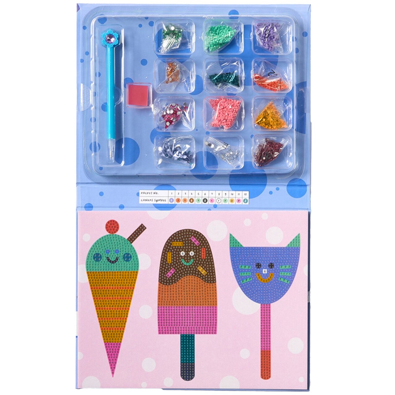 Journey of Something: Sparkle Art - Yum! Yum! Yum! - DIY Bedazzled Artwork Craft Kit, Adhesive Canvas, Dessert Scene, 2000 Crystals, Stylus, Kids 6+